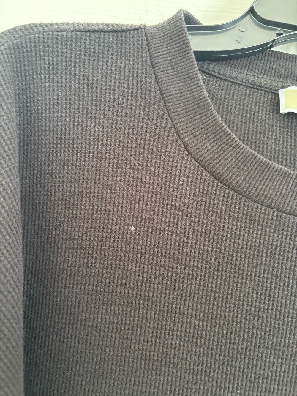 Women’s Michael Kors Black Waffle-Knit Pullover Hoodie with Kangaroo Pocket - Picture 4 of 5